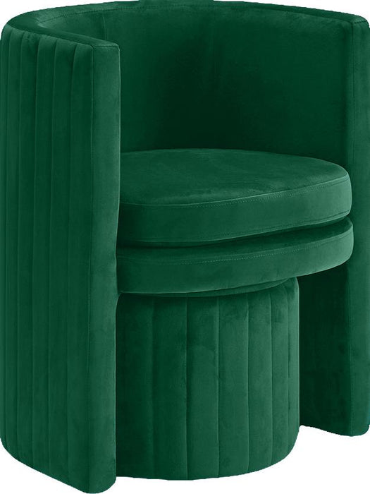 Selena Green Velvet Accent Chair and Ottoman Set