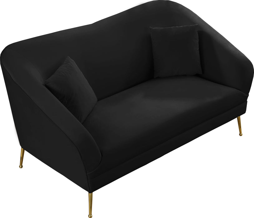 Hermosa Black Velvet Loveseat