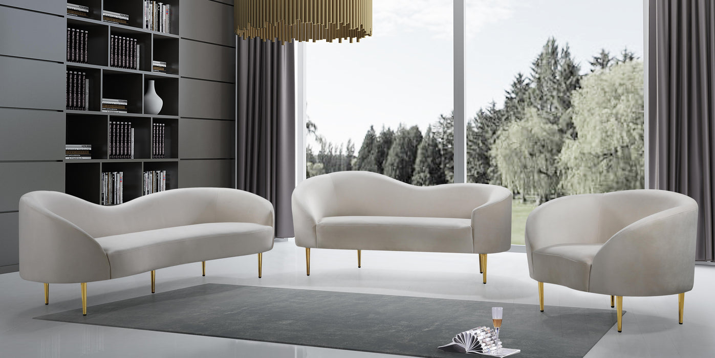 Ritz Cream Velvet Sofa