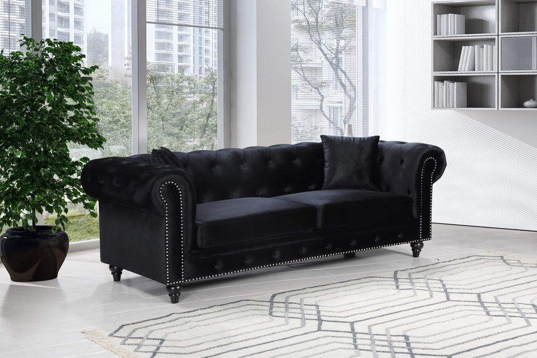 Chesterfield Black Velvet Sofa