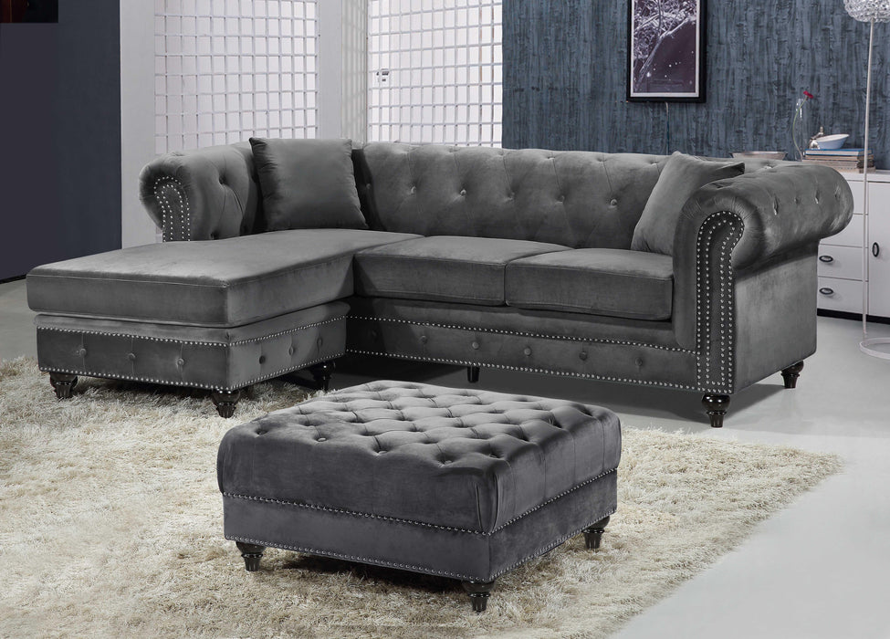 Sabrina Grey Velvet 2pc. Reversible Sectional