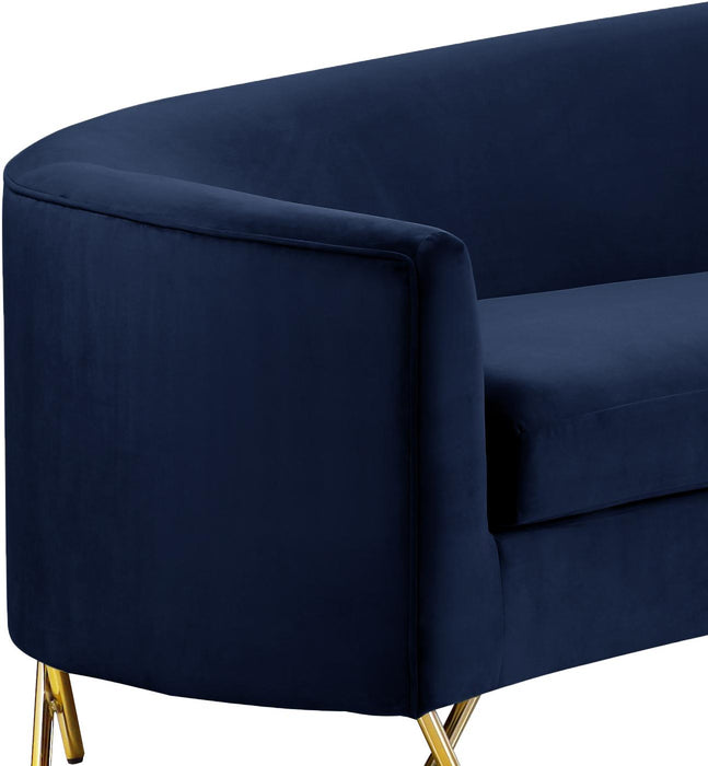 Serpentine Navy Velvet 3pc. Sectional