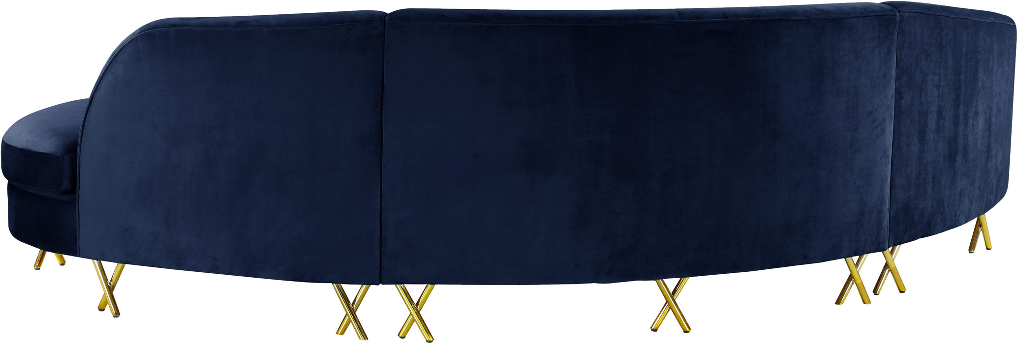 Serpentine Navy Velvet 3pc. Sectional