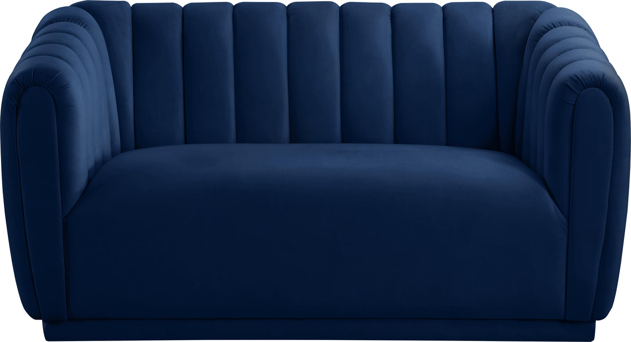 Dixie Navy Velvet Loveseat