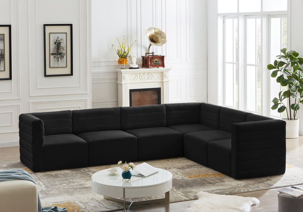 Quincy Black Velvet Modular Sectional