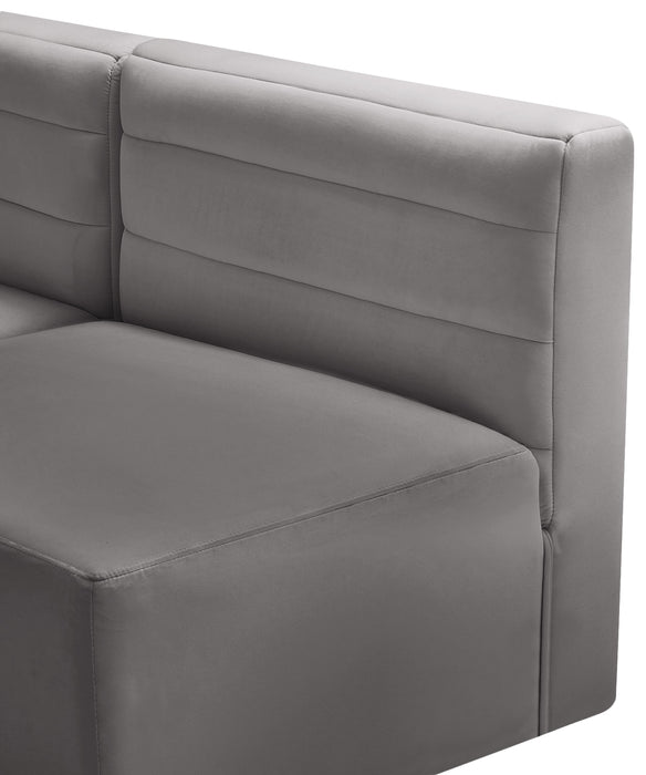 Quincy Grey Velvet Modular Armless Chair