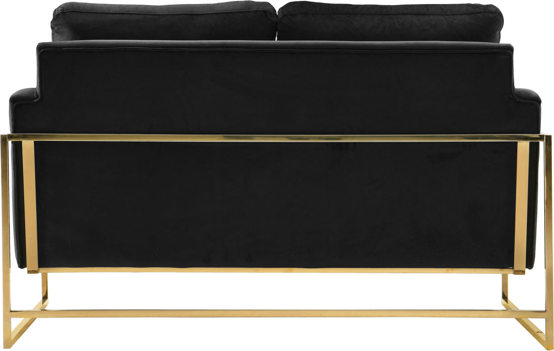 Mila Black Velvet Loveseat