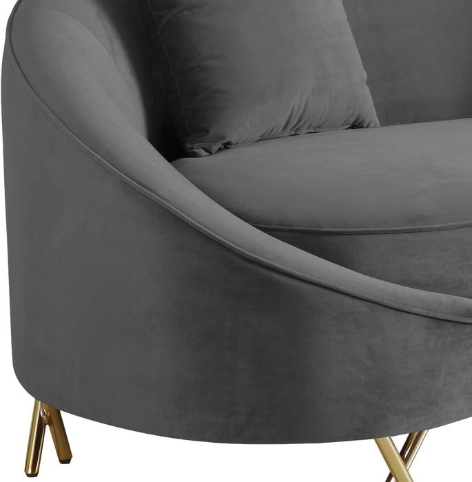 Serpentine Grey Velvet Sofa