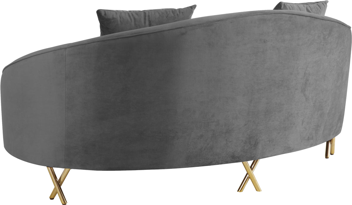 Serpentine Grey Velvet Loveseat