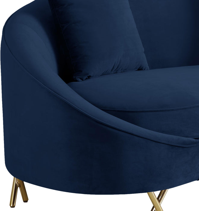 Serpentine Navy Velvet Loveseat