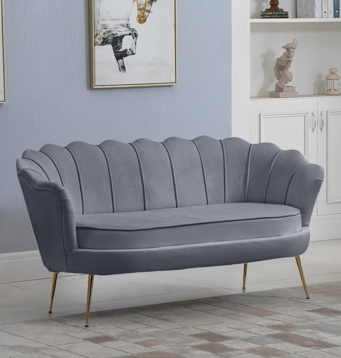 Gardenia Grey Velvet Loveseat