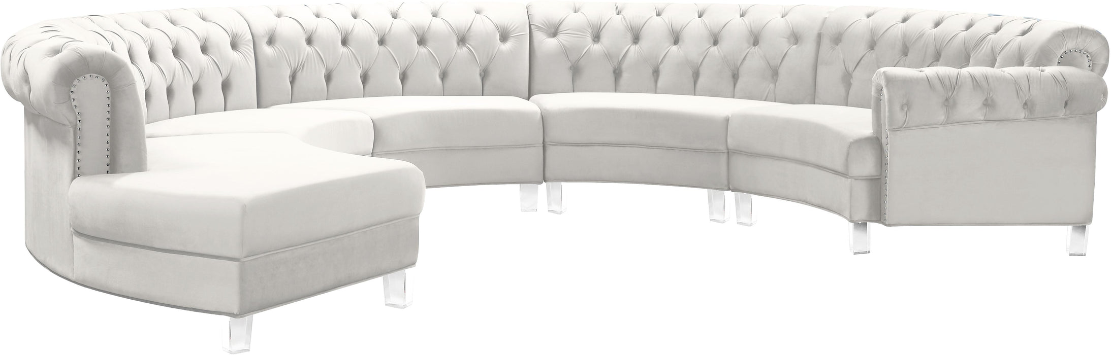 Anabella Cream Velvet 5pc. Sectional