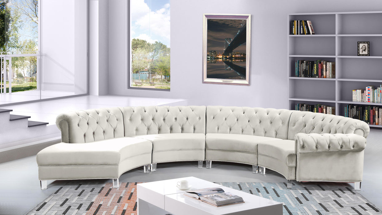 Anabella Cream Velvet 4pc. Sectional