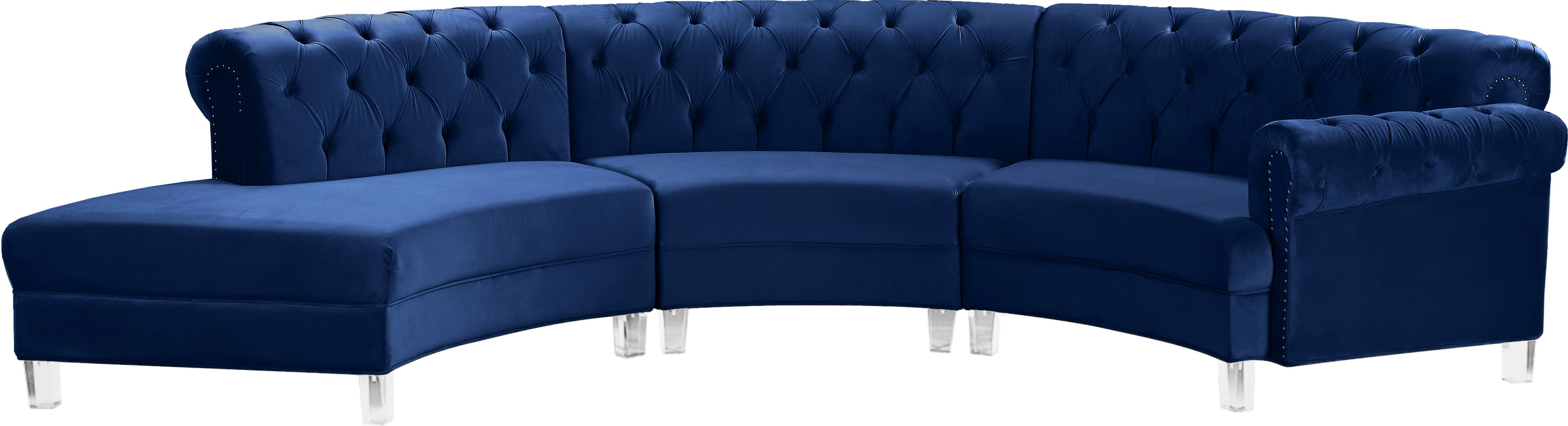 Anabella Navy Velvet 3pc. Sectional image