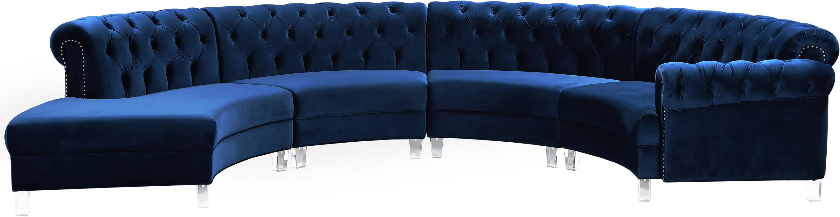 Anabella Navy Velvet 4pc. Sectional image