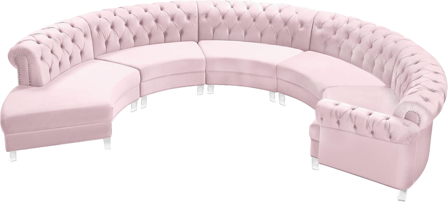 Anabella Pink Velvet 5pc. Sectional