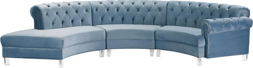 Anabella Sky Blue Velvet 3pc. Sectional image