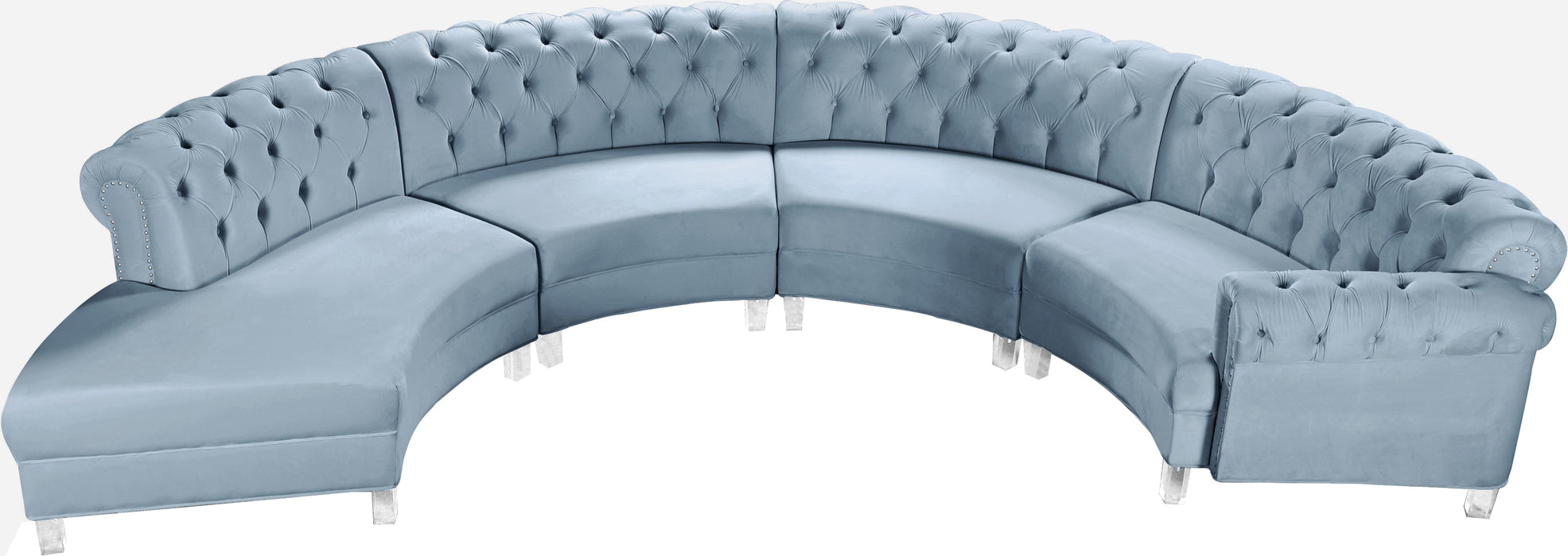 Anabella Sky Blue Velvet 4pc. Sectional