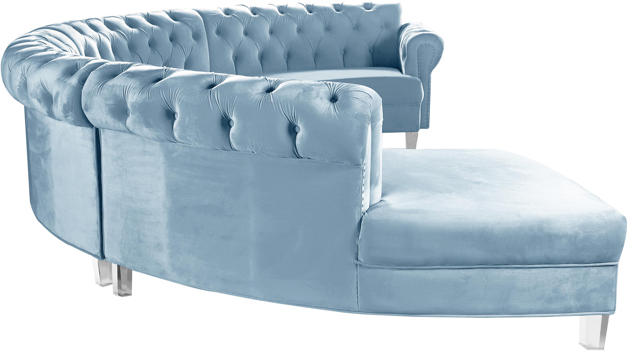 Anabella Sky Blue Velvet 4pc. Sectional