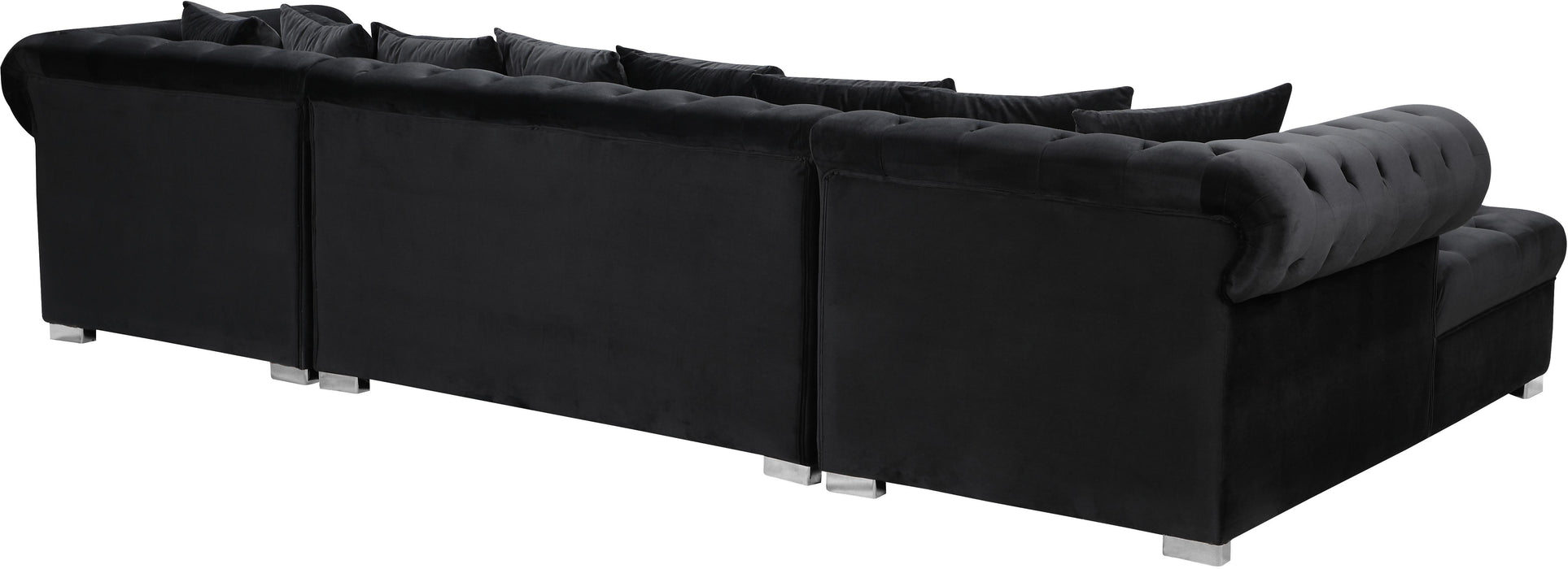 Presley Black Velvet 3pc. Sectional