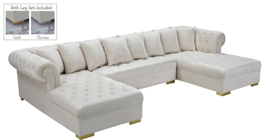 Presley Cream Velvet 3pc. Sectional image