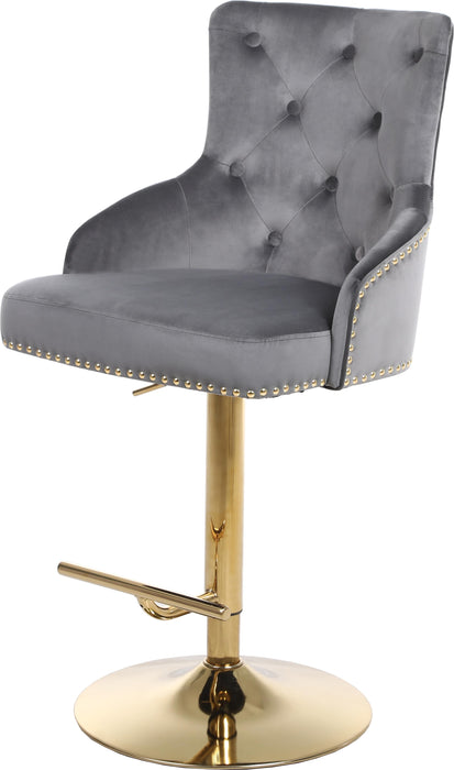 Claude Grey Velvet Adjustable Stool