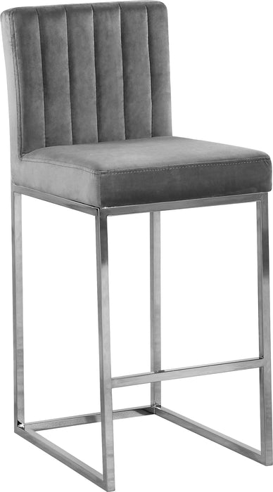 Giselle Grey Velvet Stool