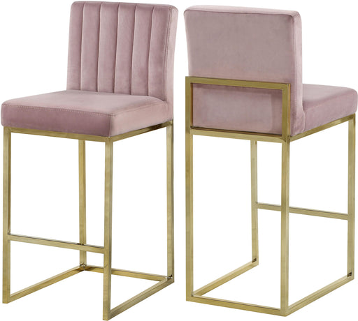 Giselle Pink Velvet Stool image