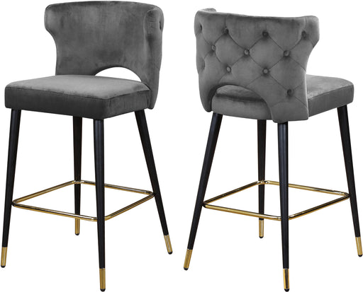 Kelly Grey Velvet Stool image