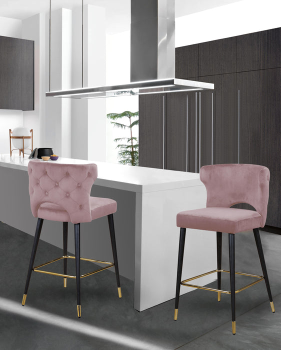 Kelly Pink Velvet Stool