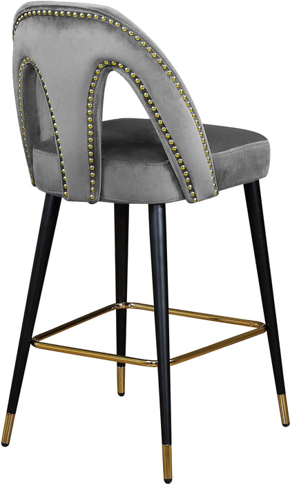 Akoya Grey Velvet Stool