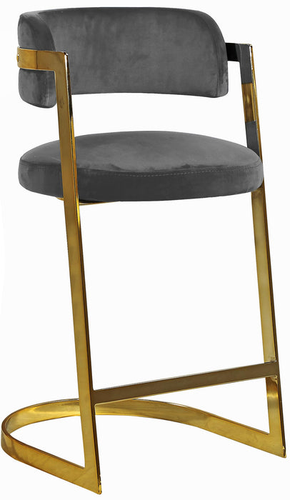 Stephanie Grey Velvet Stool