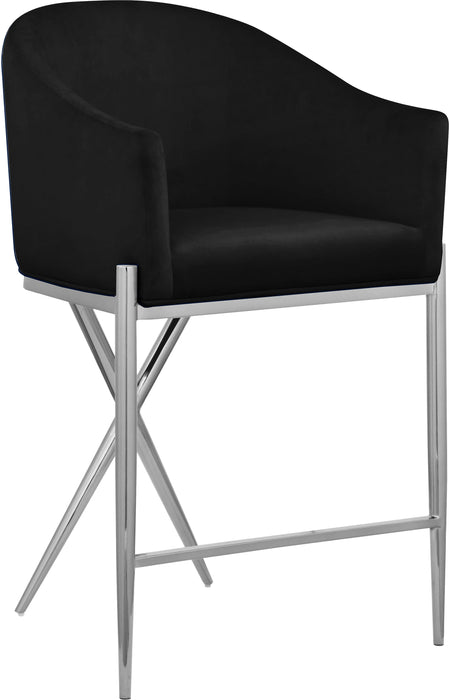 Xavier Black Velvet Counter Stool