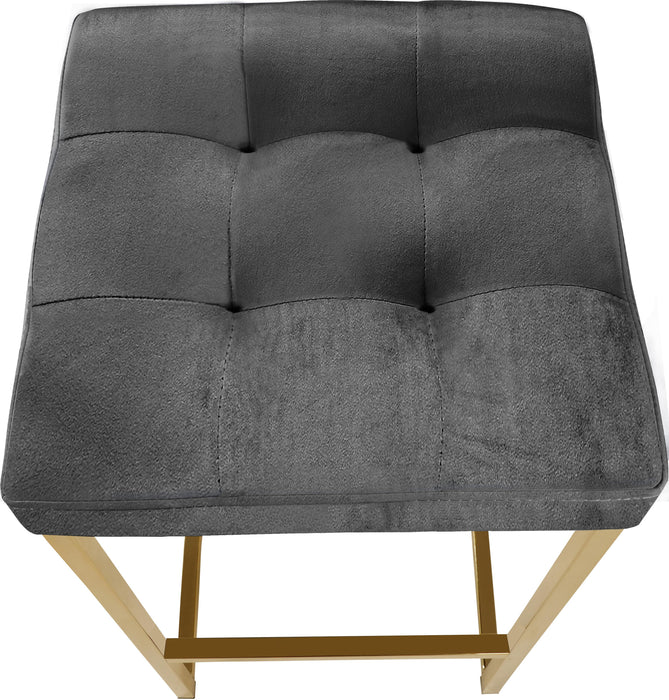 Nicola Grey Velvet Stool