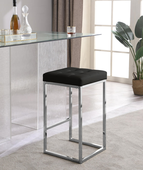 Nicola Black Faux Leather Stool