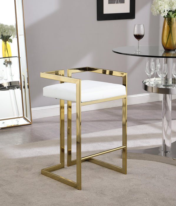 Ezra White Faux Leather Stool