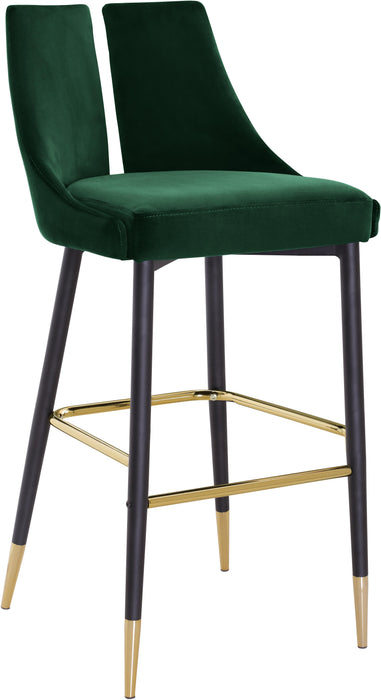 Sleek Green Velvet Stool