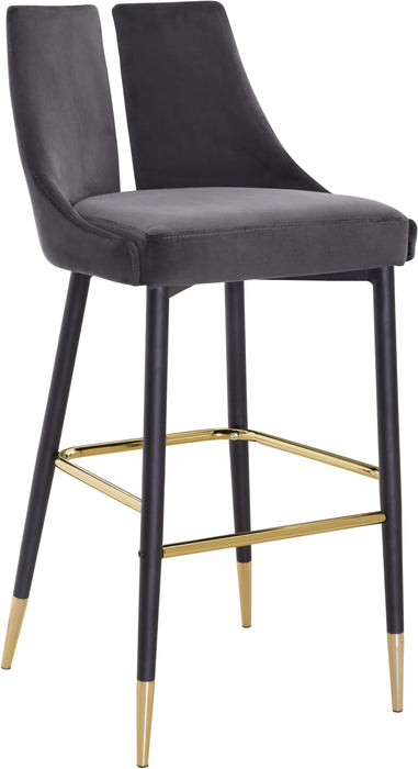 Sleek Grey Velvet Stool