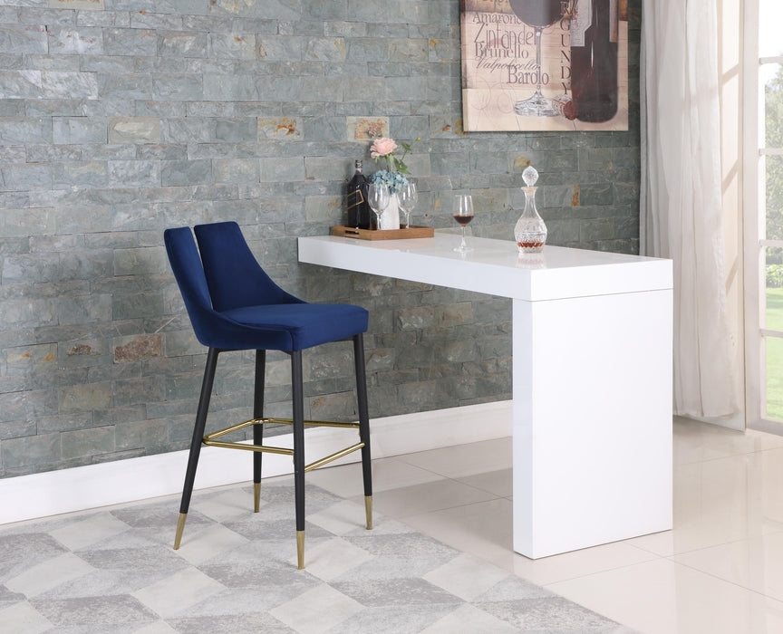 Sleek Navy Velvet Stool