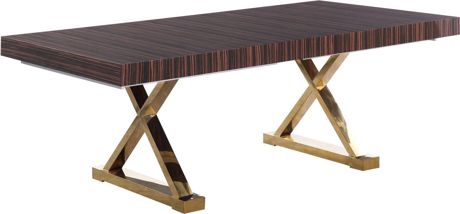 Excel Brown Zebra Wood Veneer Lacquer Extendable Dining Table (3 Boxes)