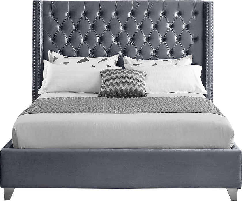 Aiden Grey Velvet Full Bed