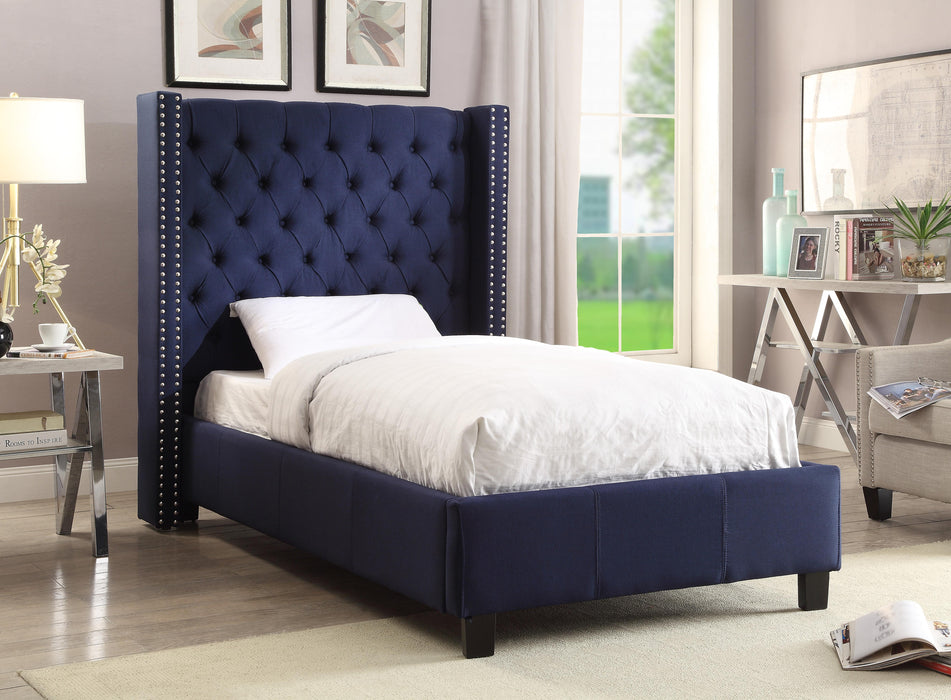 Ashton Navy Linen Twin Bed