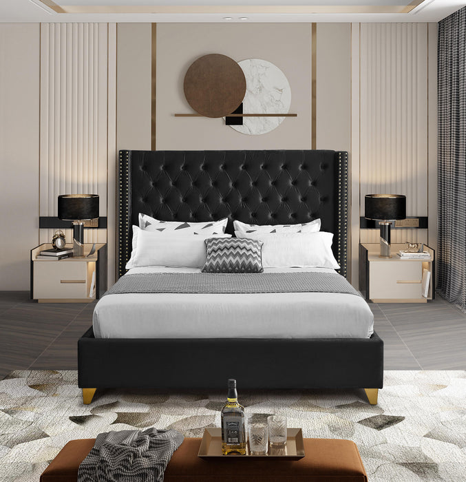 Barolo Black Velvet Queen Bed