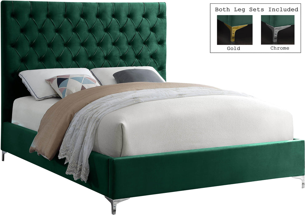 Cruz Green Velvet King Bed