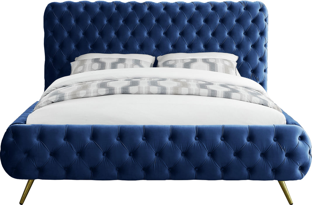 Delano Navy Velvet King Bed