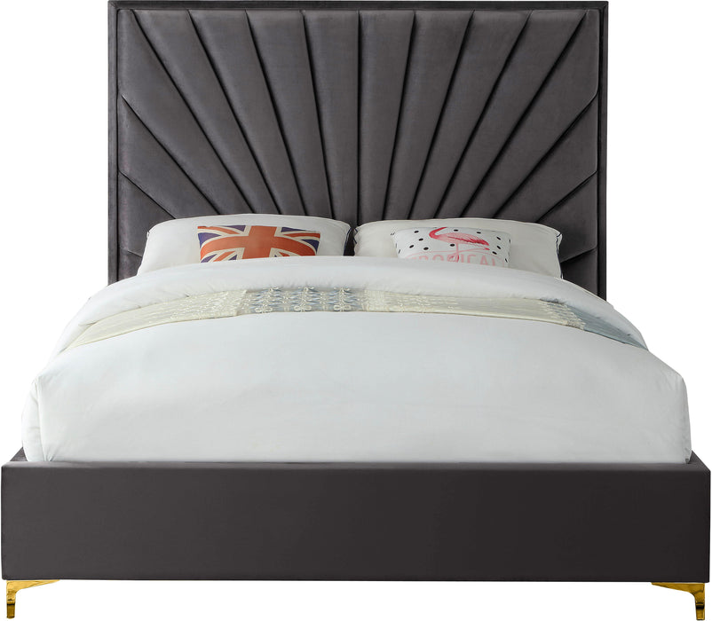 Eclipse Grey Velvet Queen Bed