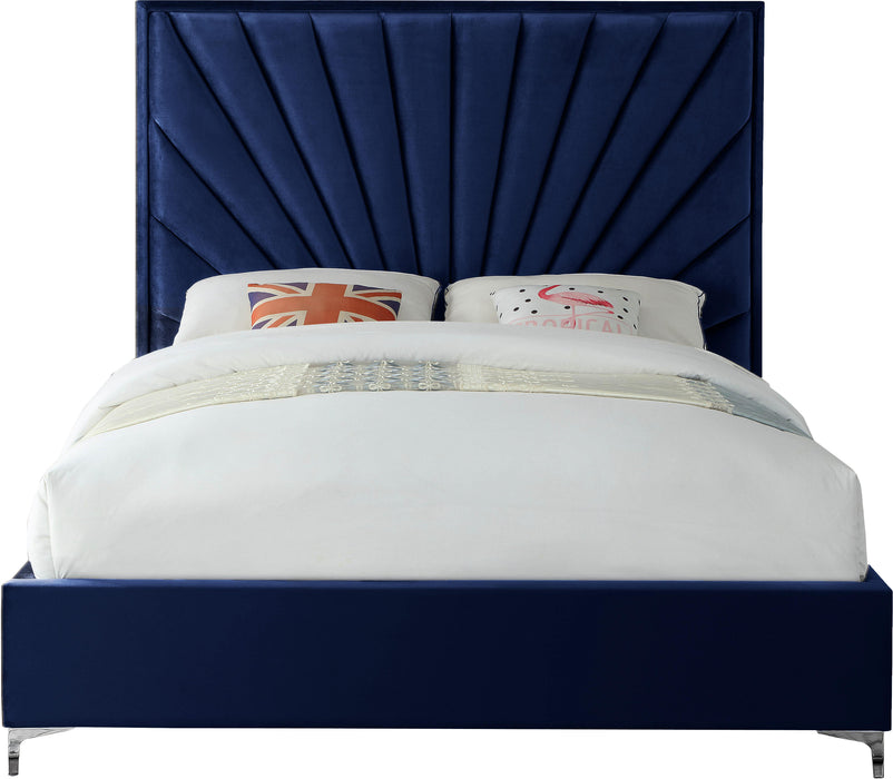 Eclipse Navy Velvet Queen Bed