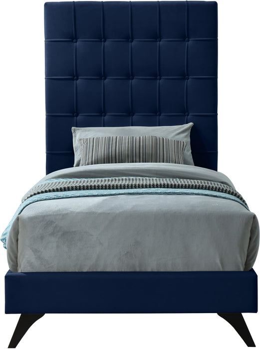 Elly Navy Velvet Twin Bed