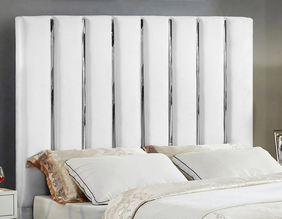 Enzo White Velvet Queen Bed