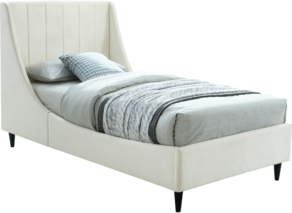 Eva Cream Velvet Twin Bed image